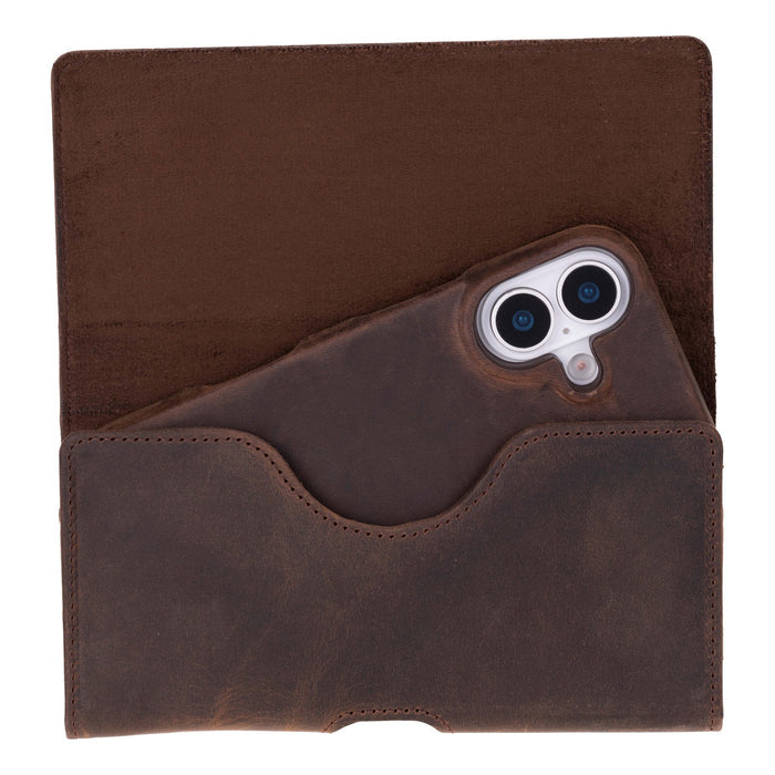Rook Universal Leather Phone Holster with Belt Loop for 6.1" Phones, Distressed Coffee - BlackBrook Case