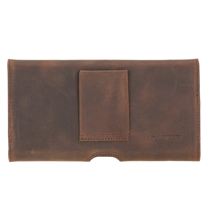 Rook Universal Leather Phone Holster with Belt Loop for 6.1" Phones, Distressed Coffee - BlackBrook Case