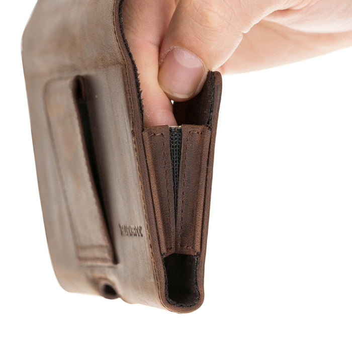 Rook Universal Leather Phone Holster with Belt Loop for 6.1" Phones, Distressed Coffee - BlackBrook Case