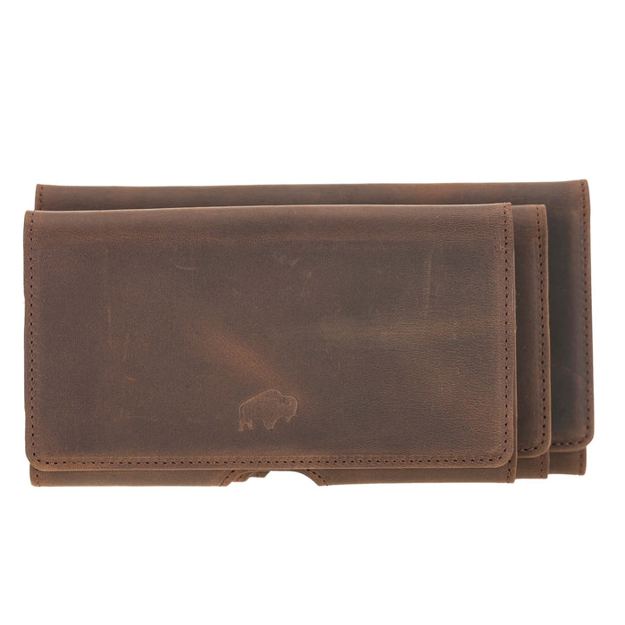 Rook Universal Leather Phone Holster with Belt Loop for 6.1" Phones, Distressed Coffee - BlackBrook Case