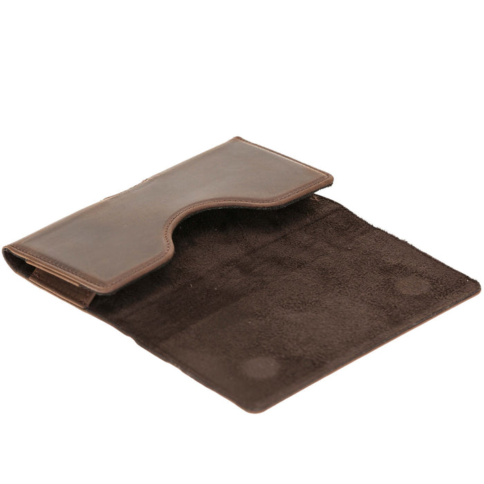 Rook Universal Leather Phone Holster with Belt Loop for 6.1" Phones, Distressed Coffee - BlackBrook Case