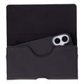 Rook Universal Leather Phone Holster with Belt Loop for 6.1" Phones, Pebble Black - BlackBrook Case