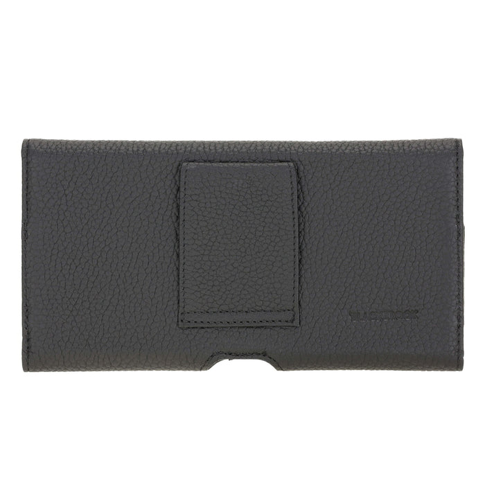 Rook Universal Leather Phone Holster with Belt Loop for 6.1" Phones, Pebble Black - BlackBrook Case