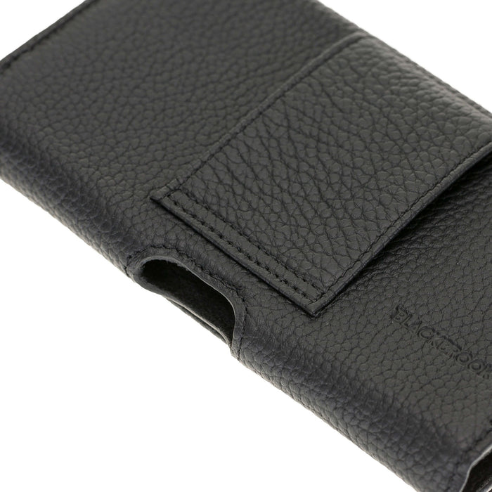 Rook Universal Leather Phone Holster with Belt Loop for 6.1" Phones, Pebble Black - BlackBrook Case