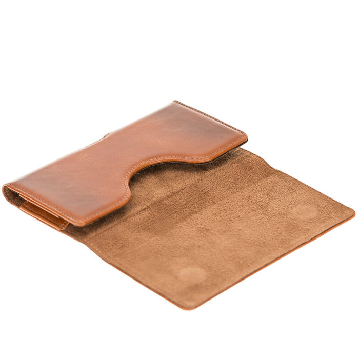 Rook Universal Leather Phone Holster with Belt Loop for 6.1" Phones, Burnished Tan - BlackBrook Case