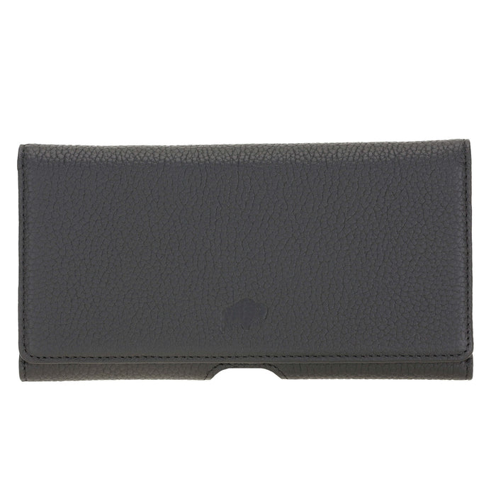 Rook Universal Leather Phone Holster with Belt Loop for 6.1" Phones, Pebble Black - BlackBrook Case