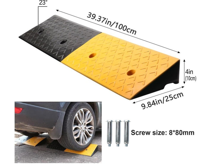 Rubber Kerb Ramp 100x25x10cm Heavy Duty Non Slip Wheelchair Curb Ramp-319