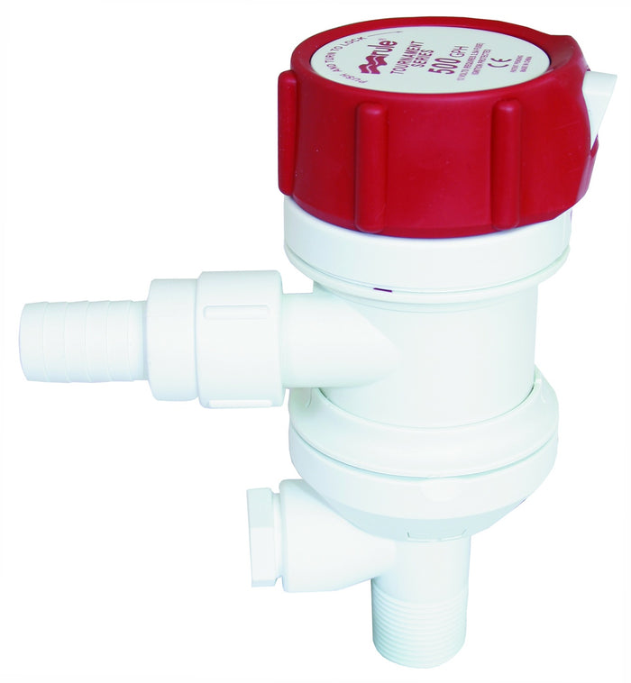 Rule Tournament 400 Dual Port Livewell Pump, 3/4" Thread Inlet 800GPH RWB0057 - Bosuns Boat