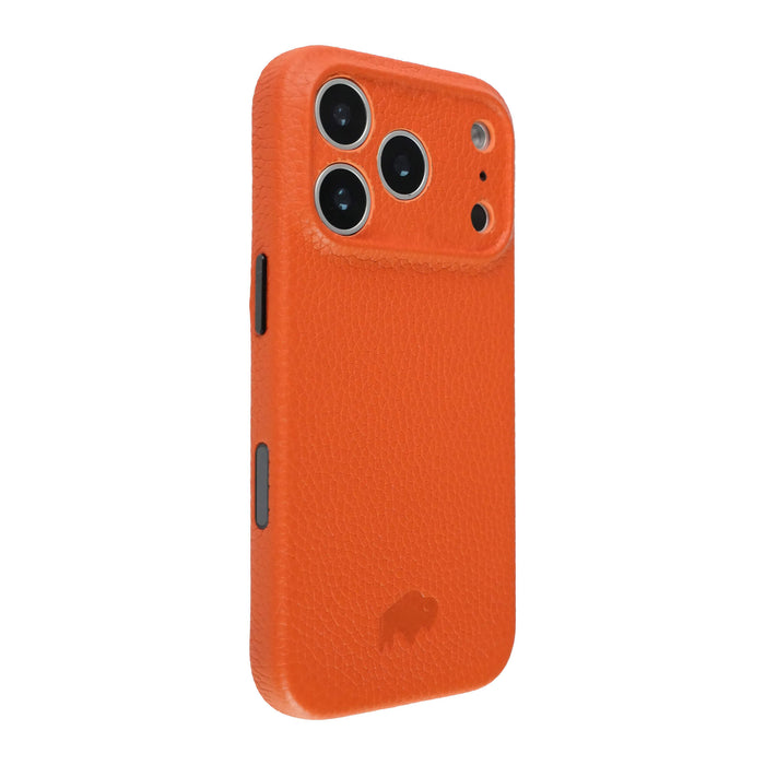 Ryker Leather MagSafe Case - iPhone 18 Pro, Pebble Orange - BlackBrook Case