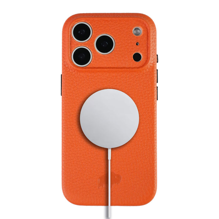 Ryker Leather MagSafe Case - iPhone 18 Pro, Pebble Orange - BlackBrook Case