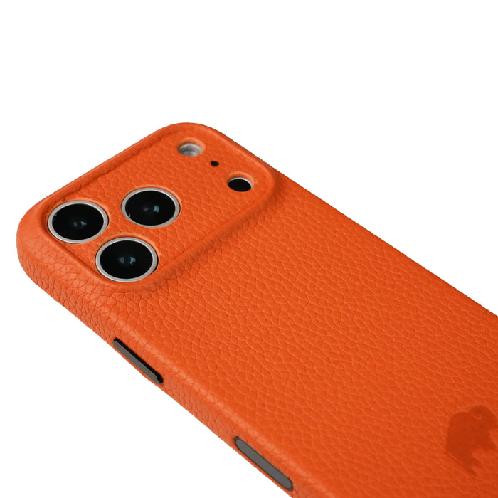 Ryker Leather MagSafe Case - iPhone 18 Pro, Pebble Orange - BlackBrook Case