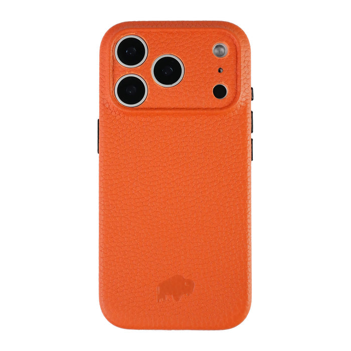 Ryker Leather MagSafe Case - iPhone 18 Pro, Pebble Orange - BlackBrook Case