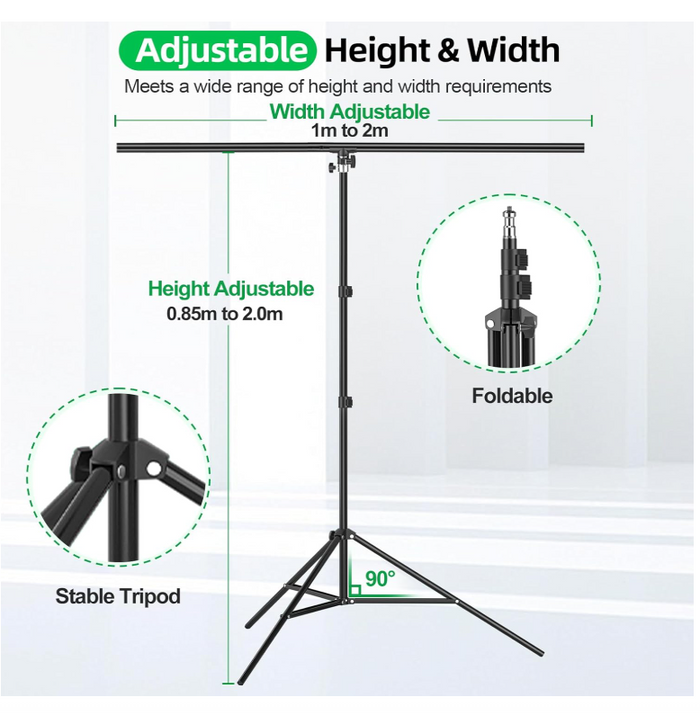 Screen with Stand 1.5x2m Backdrop Kit Frame Chroma Key Photo Video Green -09