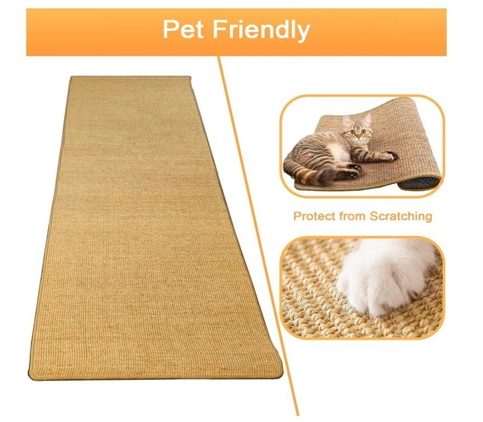Sisal Runner Rug 300x80cm Non Slip Woven Carpet Kitchen Hall Brown-257