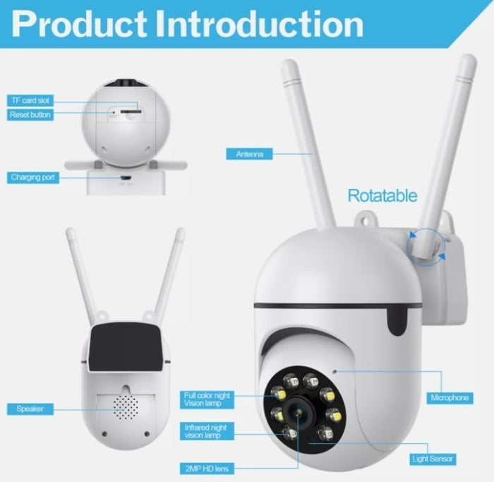 Smart WiFi CCTV Camera 1080P 360° Motion Tracking Two-Way Audio