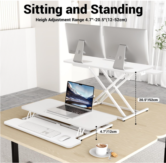 Standing Desk Converter Sit Stand Desk Riser Adjustable Height Dual Monitor- 61