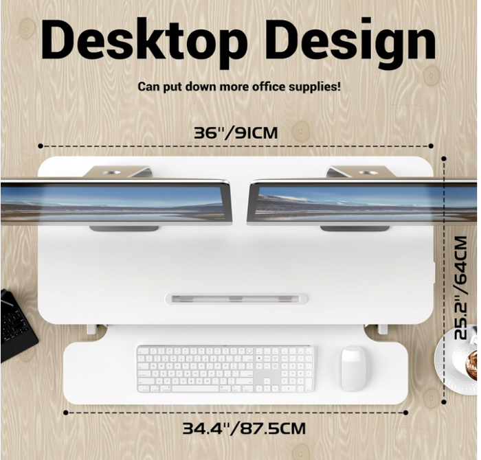 Standing Desk Converter Sit Stand Desk Riser Adjustable Height Dual Monitor- 61