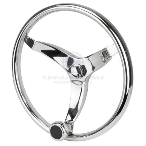 STEERING WHEELS - STAINLESS STEEL WITH KNOB 3 Spoke S/S