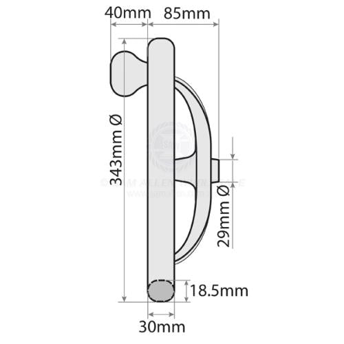 STEERING WHEELS - STAINLESS STEEL WITH KNOB 3 Spoke S/S