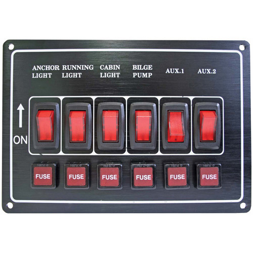 Switch Panel -Hor.Black 6 - Bosuns Boat