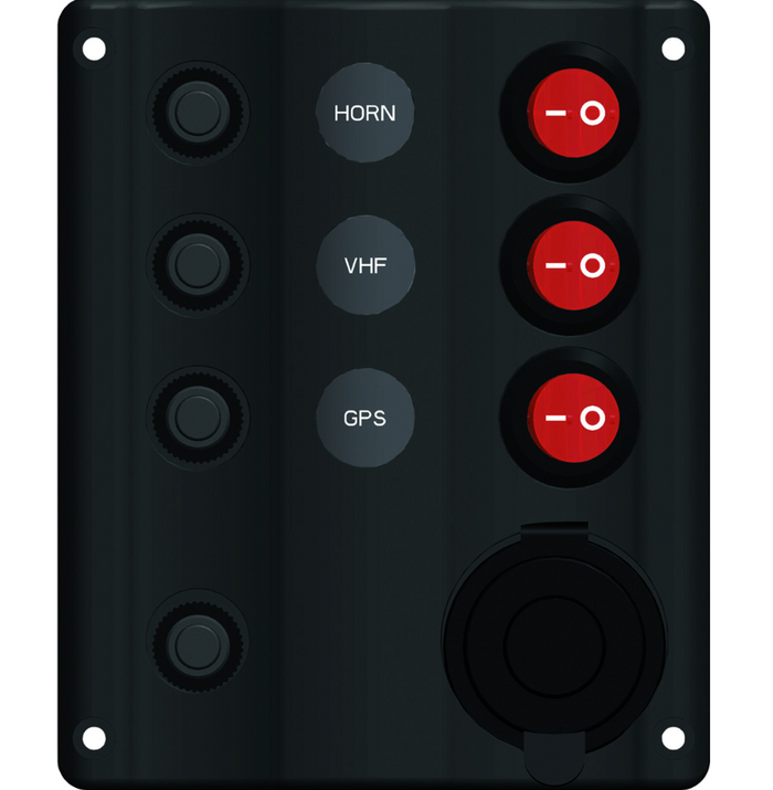 Switch Panel with Circuit Breaker & Cig Socket - 3 Switch