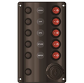 Switch Panel with Circuit Breaker & USB Socket - 5 Switches - Bosuns Boat