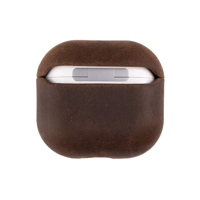 Taylor Leather AirPods 4 Case, Full Grain with Magnetic Cover, Distressed Coffee - BlackBrook Case