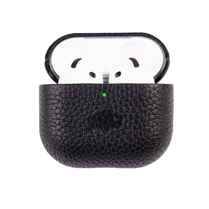 Taylor Leather AirPods 4 Case, Full Grain with Magnetic Cover, Pebble Black - BlackBrook Case