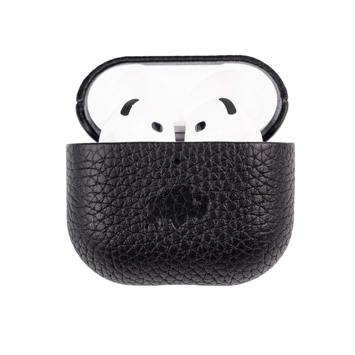Taylor Leather AirPods 4 Case, Full Grain with Magnetic Cover, Pebble Black - BlackBrook Case