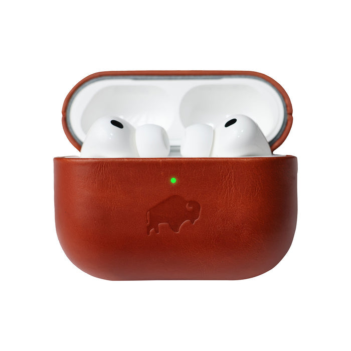 Taylor Leather AirPods Pro 3 Case, Full Grain with Magnetic Cover, Burnished Tan - BlackBrook Case