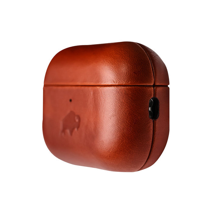 Taylor Leather AirPods Pro 3 Case, Full Grain with Magnetic Cover, Burnished Tan - BlackBrook Case
