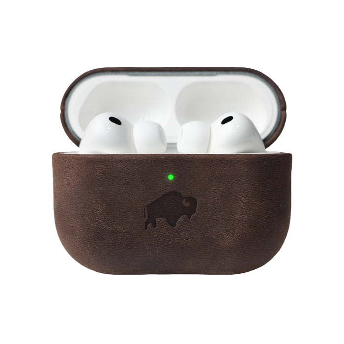 Taylor Leather AirPods Pro 3 Case, Full Grain with Magnetic Cover, Distressed Coffee - BlackBrook Case
