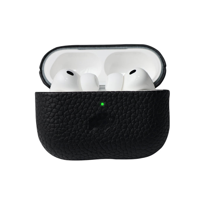 Taylor Leather AirPods Pro 3 Case, Full Grain with Magnetic Cover, Pebble Black - BlackBrook Case