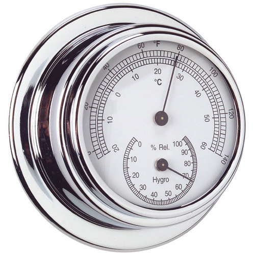 Thermometer & Hygrometer Combo - Chrome Plated Brass - 70mm - Bosuns Boat