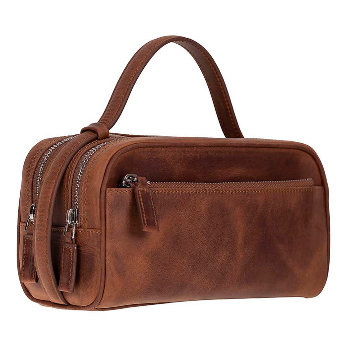 Trevor Leather Dopp Kit, Saddle Brown - BlackBrook Case