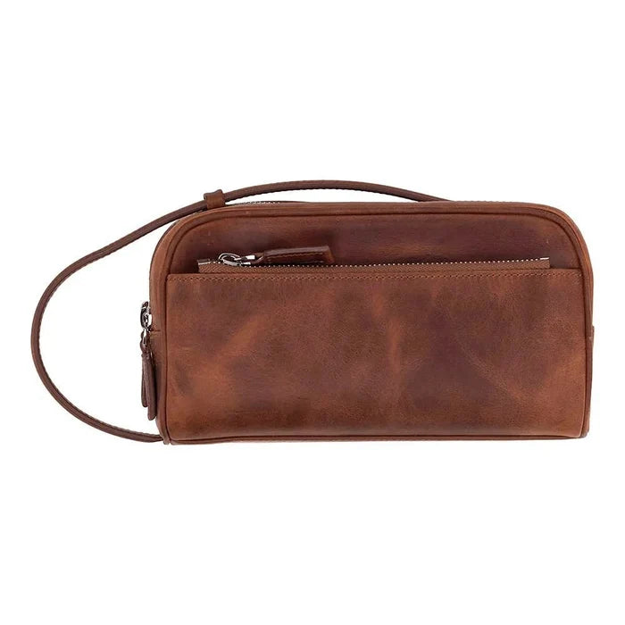 Trevor Leather Dopp Kit, Saddle Brown - BlackBrook Case