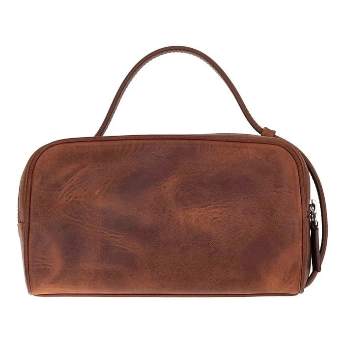 Trevor Leather Dopp Kit, Saddle Brown - BlackBrook Case