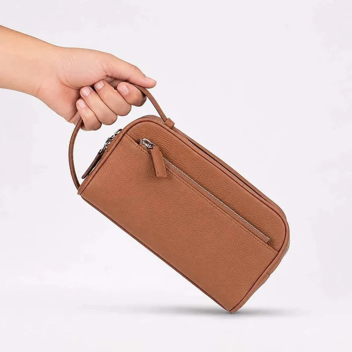 Trevor Leather Dopp Kit, Tan - BlackBrook Case