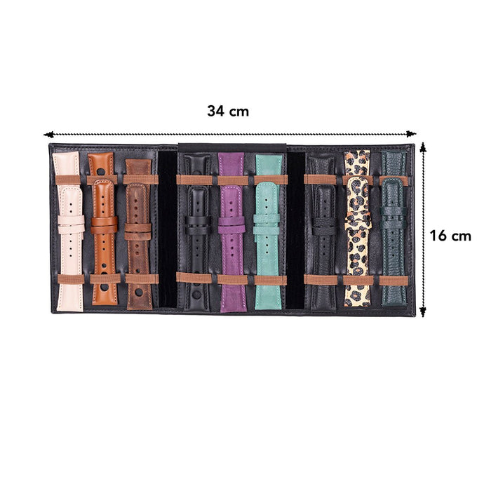 Triple Watch Band Leather Organizer, Black - BlackBrook Case