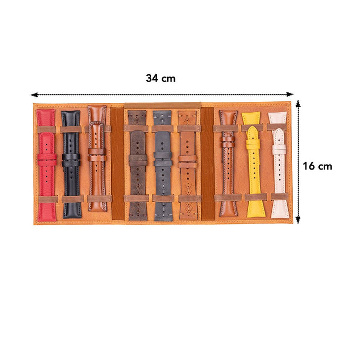 Triple Watch Band Leather Organizer, Golden Brown - BlackBrook Case