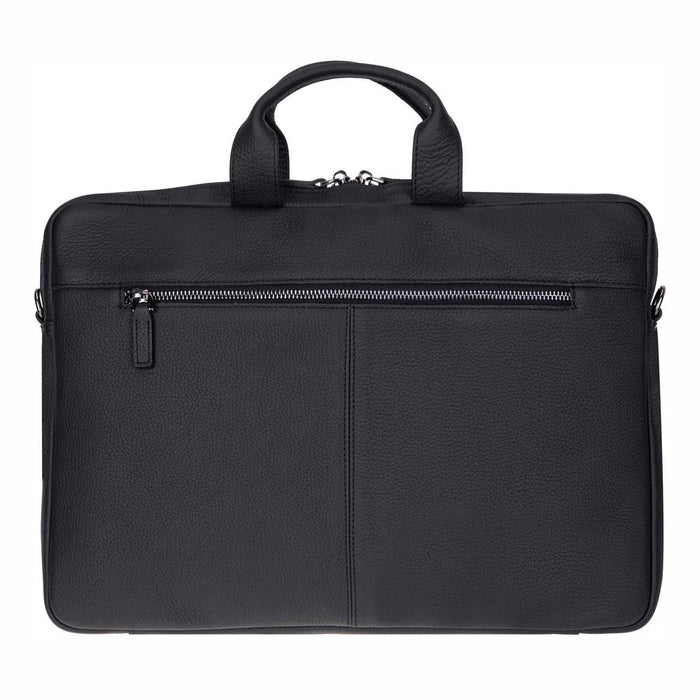 Truro Leather Business Briefcase / Laptop Case 14" with Suitcase, Black - BlackBrook Case