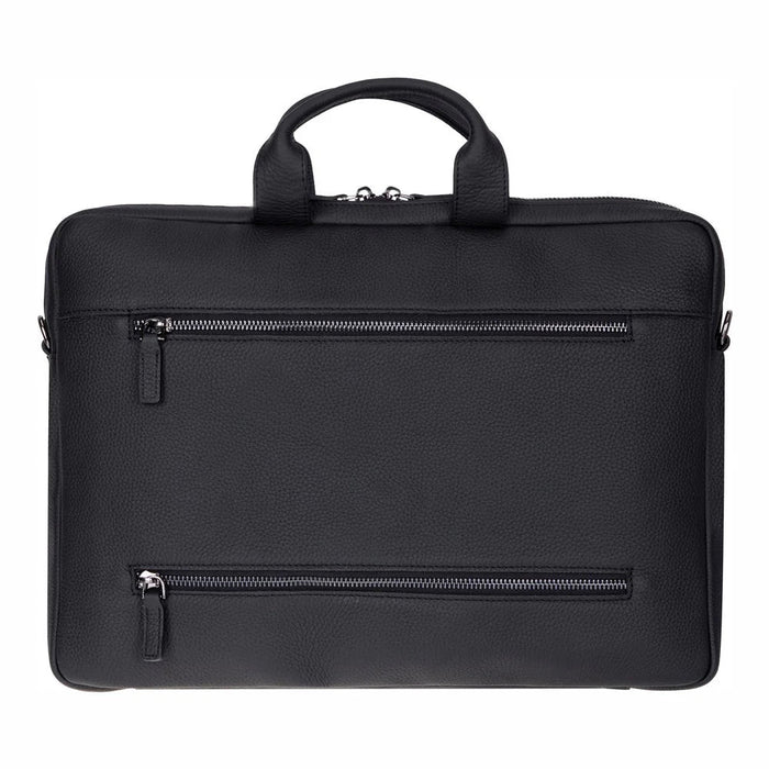 Truro Leather Business Briefcase / Laptop Case 14" with Suitcase, Black - BlackBrook Case
