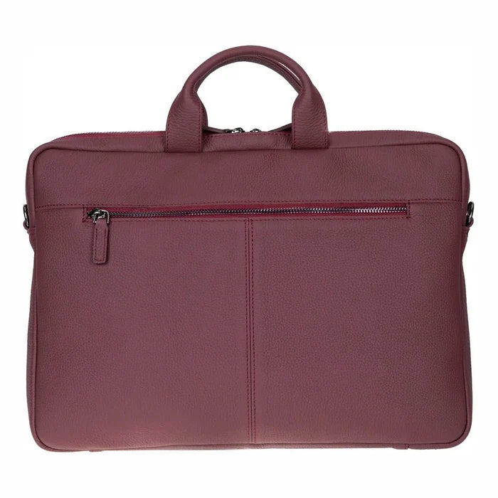 Truro Leather Business Briefcase / Laptop Case 14" with Suitcase, Bordeaux - BlackBrook Case