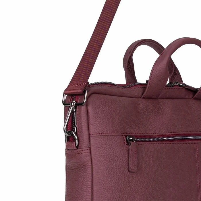 Truro Leather Business Briefcase / Laptop Case 14" with Suitcase, Bordeaux - BlackBrook Case