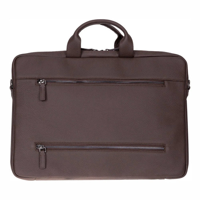 Truro Leather Business Briefcase / Laptop Case 14" with Suitcase, Brown - BlackBrook Case