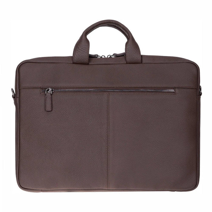 Truro Leather Business Briefcase / Laptop Case 14" with Suitcase, Brown - BlackBrook Case