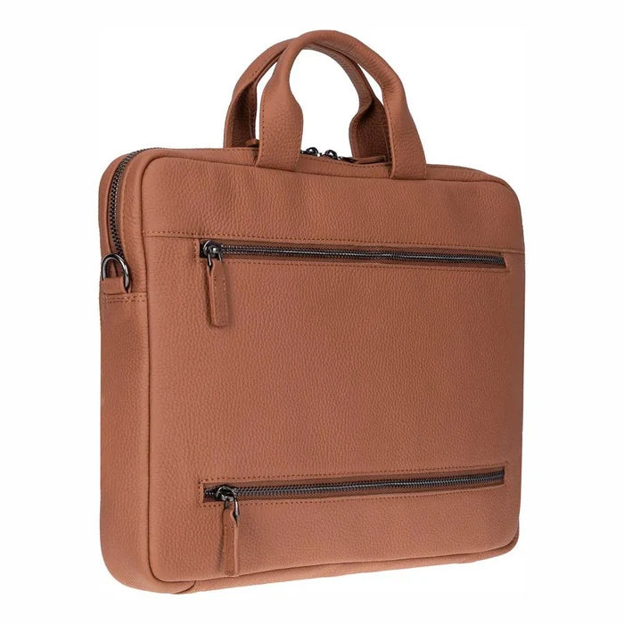 Truro Leather Business Briefcase / Laptop Case 14" with Suitcase, Tan - BlackBrook Case