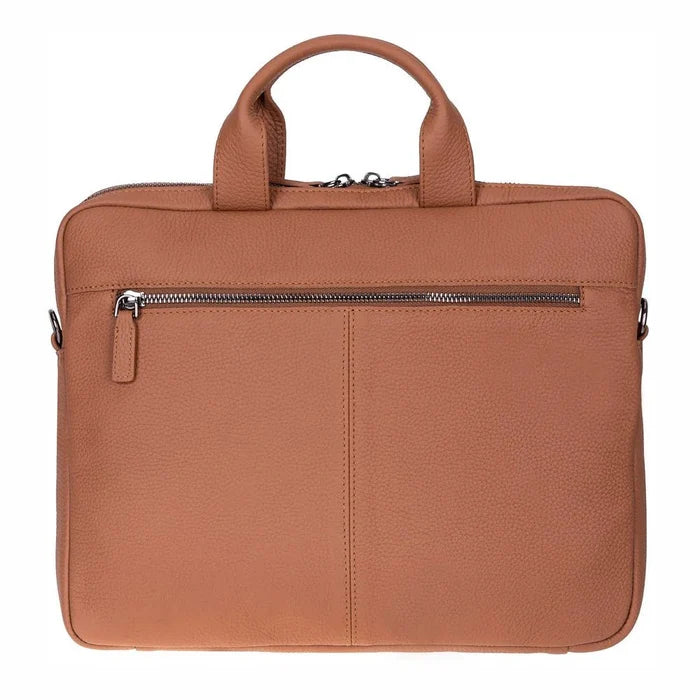 Truro Leather Business Briefcase / Laptop Case 14" with Suitcase, Tan - BlackBrook Case