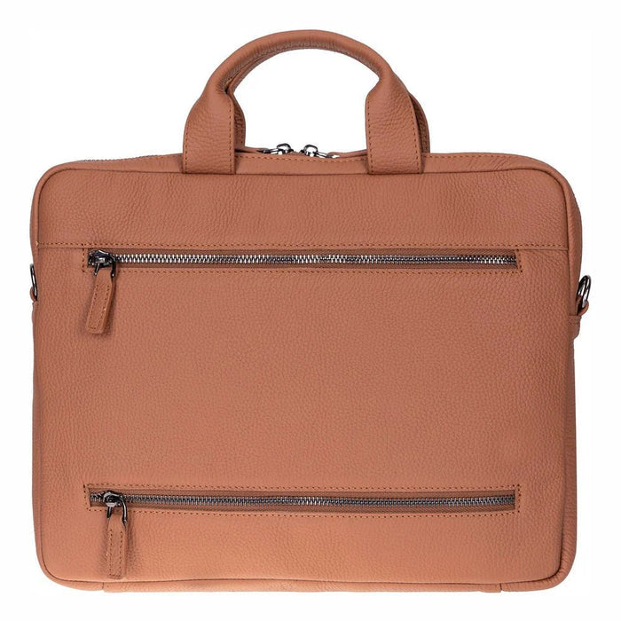 Truro Leather Business Briefcase / Laptop Case 14" with Suitcase, Tan - BlackBrook Case