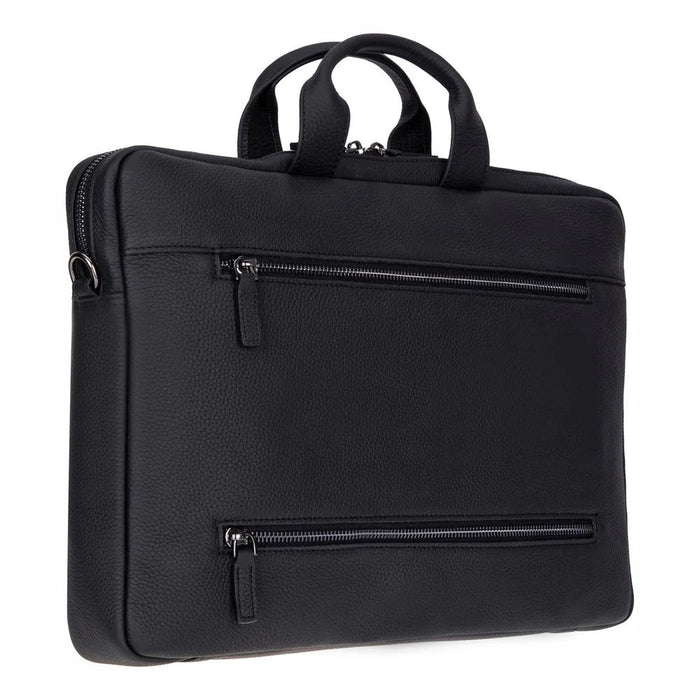 Truro Leather Business Briefcase / Laptop Case 16" with Suitcase, Black - BlackBrook Case